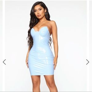 Edgy Trendsetter Latex Mini Dress - Blue